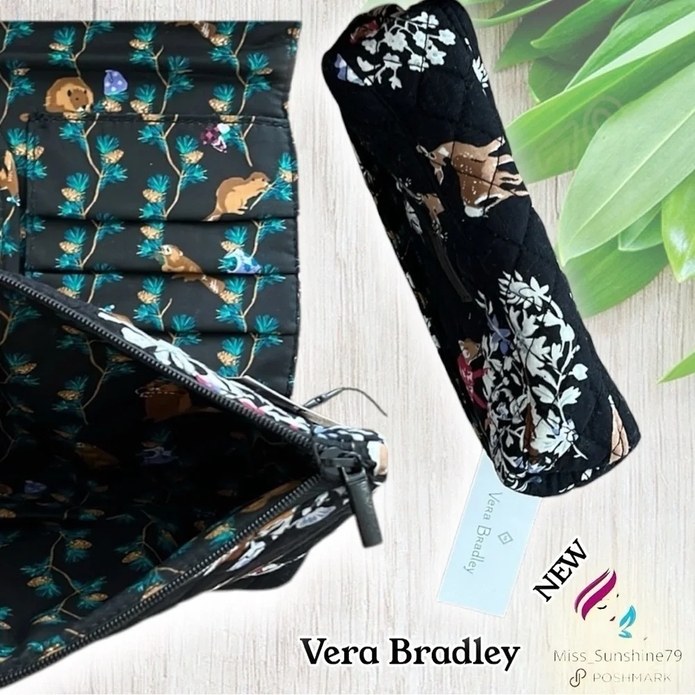 Vera Bradley NEW - Brush & Cosmetic case - Merry Mischief  - HTF pattern